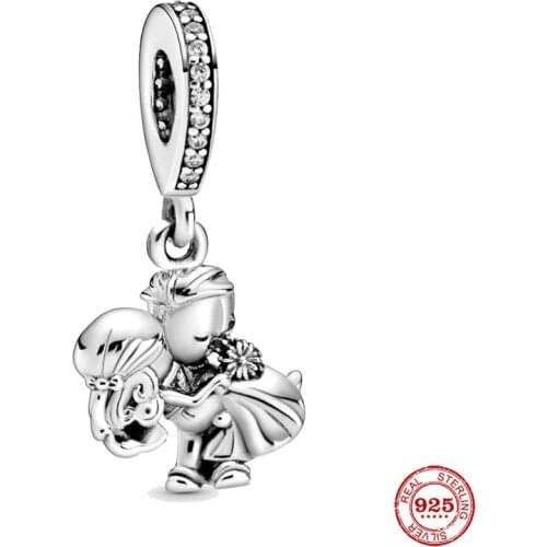 Best Sell 925 Sterling Silver Married Couple Lovers Dangle Charm Beads Fit Original Pandora Charm Bracelet Fine Jewelry Gift