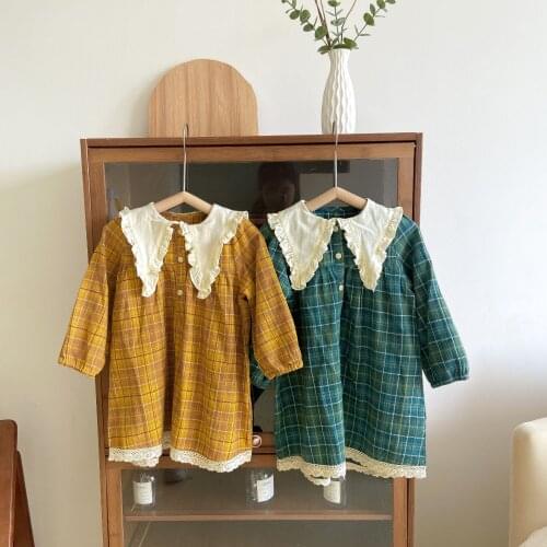 Cute Girls Dress New Autumn Girls Clothes Plaid Princess Dress Children Winter Clothes Baby Girls Dress Casual Wear 2-7Y