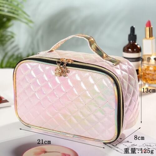 Fashion Pu Cosmetic Bag Travel Storage Bag Large Capacity Lazy Person Washing Bag Womens Portable Cosmetic Storage Bag