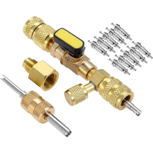 R410A R22 AC Valve Core Remover Dual Size 1/4" & 5/16" Port for Refrigeration Air Conditioning A/C Line Repair Tool