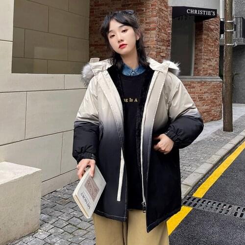 ISENMAL Autumn Lady Coat Loose Hooded Parka New Winter Jacket Women Casual Thick Gloosy Parka Coat Student Female Fashion Jacket