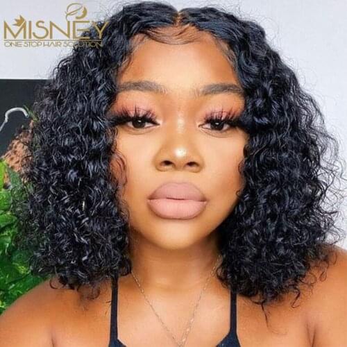 MISNEY Hair Deep Wave Frontal Wig 100% Human Hair Wigs For Women 13x6 Lace Front Wig Deep Curly Lace Closure Wig HD Transaprent