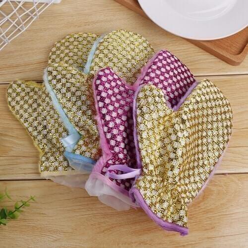 Plastic Wire + Wood Fiber Gloves Strong Decontamination Environmental Protection Non-stick Oil Cleaning Gloves (Single Pack)