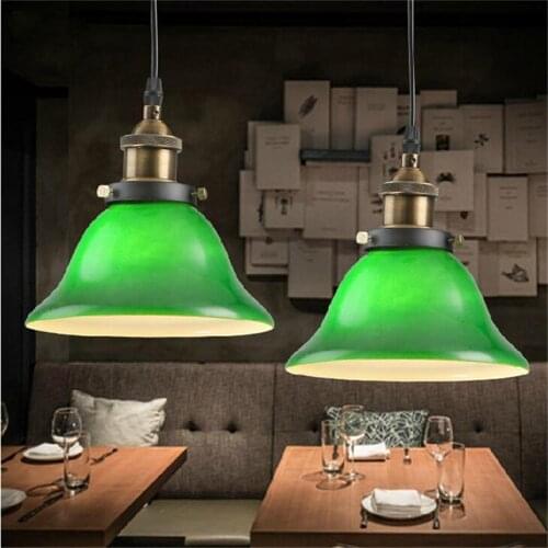American Country Style Vintage Emerald Green Glass Pendant light,Loft Style Pendant lights for bar cafe hanging lamp lamparas XU