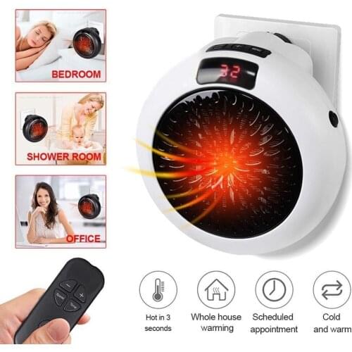 Mini Portable Electric Space Heater Wall Mount Home Office Desktop Warm Air Heater Warmer Fan Silent Remote Fast Heat Thermostat