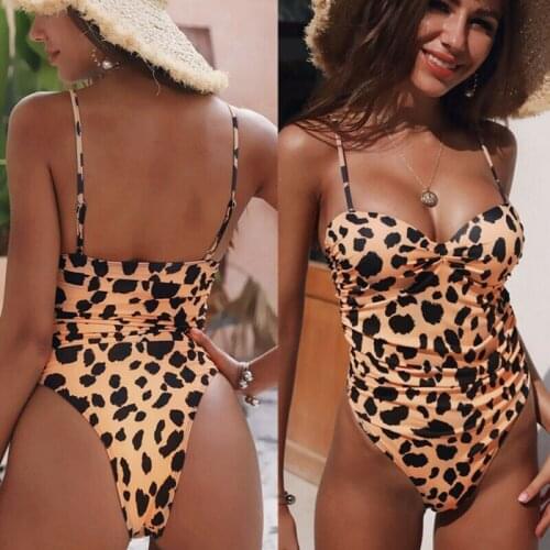 Leopard Women Swimwear One Piece Padded Ladies Monokini Women Bikini Swimsuit Leopard Print Biquini Swimsuits Swimwear Beach Set