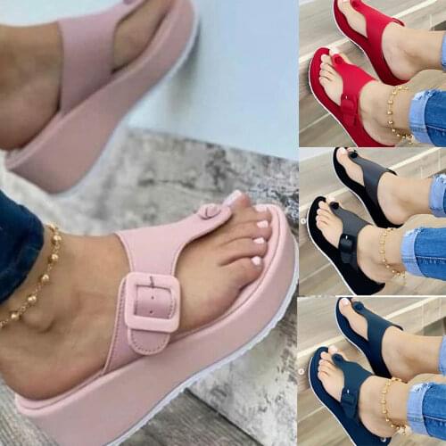 New Women Summer Sandals Casual Slip On Platform Flip Flops Ladies Wedges Sandals Party Peep Toe Sandals Outdoor Slippers