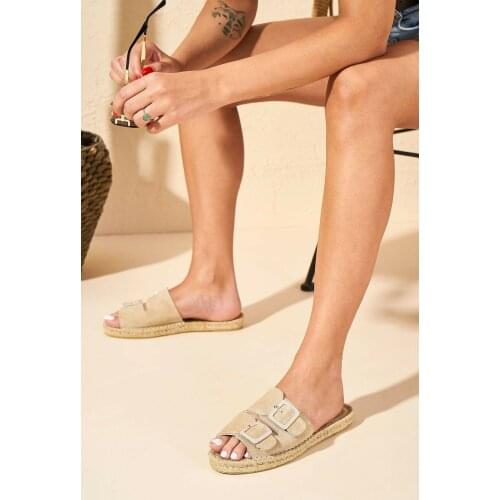 New Season Slippers for Women Genuine Leather Suede Luxury Slip On 2021 Summer Shoes Stripper Fashion Shoes Made in Turkey