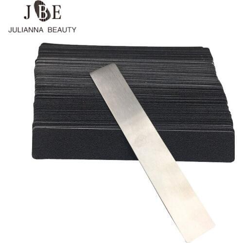 100 Pcs Replacement Sand Paper Double Sided Halfmoon Nail File Calluses Remover Manicure Stainless Steel Handle Sand Paper With