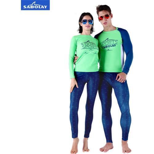 SABOLAY Men Women Lovers Lycra Surfing Shirts Pants UV Protection Couples Rash Guards Water Sports Diving Surfing Snorkeling