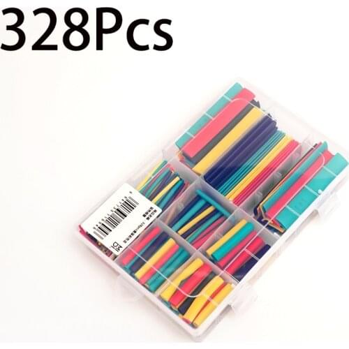 328PCS/lot Heat Shrink Tubing 7.28m 2:1 Black Tube Car Cable Sleeving Assortment Wrap Wire Kit Polyolefin Tubing