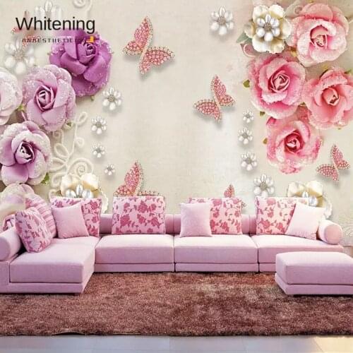 TT Custom Wallpaper Self-Adhesive TV Background Wall 3d 3d Rose 8D Wall Stickers 5D Stickers Video Wall
