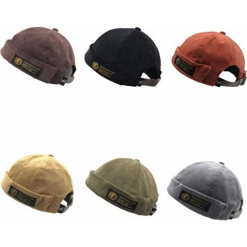 Vintage Dome Hat Mens Solid Color Velvet Beanies For Men Docker Sailor Crimping Brimless Skull Caps Casual Hip Hop Cap Gorro