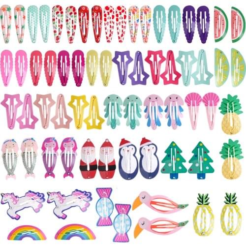20Pcs/Lot Cartoon Hairclip for Girls New Kawaii Hairpin Flower Hair Clips Barrette 5cm Hairgrips Snap Hair Accessories