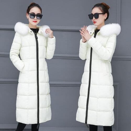 Woman Jacket Parkas Coat Off-Season Promotion Winter Big Fur Collar Long Below The Knee Cotton Coat Womens Coat 9061440