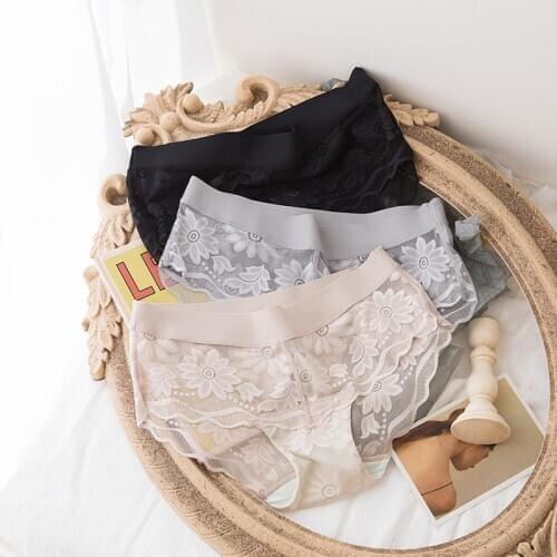 Women Cotton Underwear Sexy Lace Panties Women Solid Color Briefs Girl Flower Underpants Low Waist Sexy Underpants Sexy Lingerie