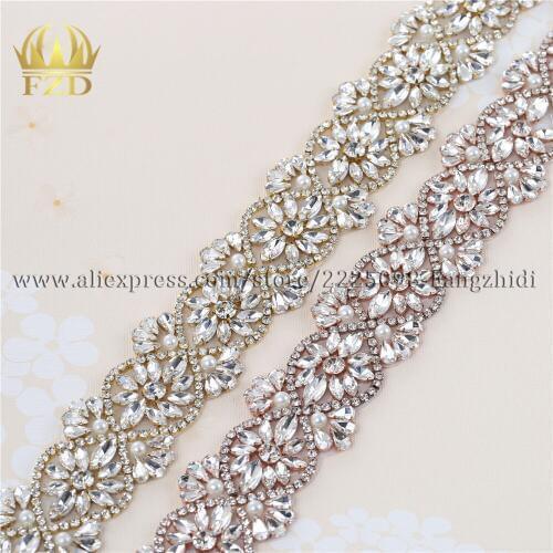 1 Yard Sewing Iron on Hot Fix Crystal Rhinestone Applique and Trim Bridal Dresses or Sash For Wedding Dress Garters Headpieces