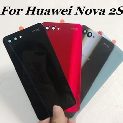 10Pcs 100% Original Back Housing For Huawei nova 2S Back Cover Glass Battery Case with LOGO Lens frame flash lamp Replacement H