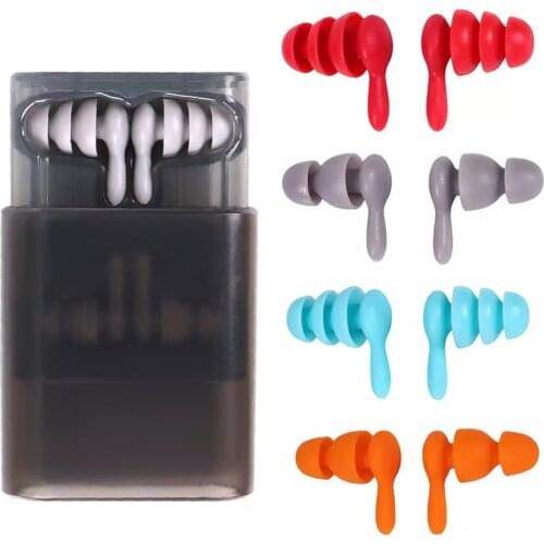 2 Pairs Soft Silicone Ear Plug Noise Cancelling Ear Plugs Reusable Sound Blocking Reduction Ear Buds for Sleeping Snoring Travel