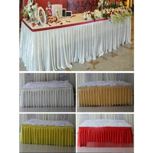 2018 Fashion colorful ice silk table skirts table cloth runner decor wedding table skirt/ hotel table decoration