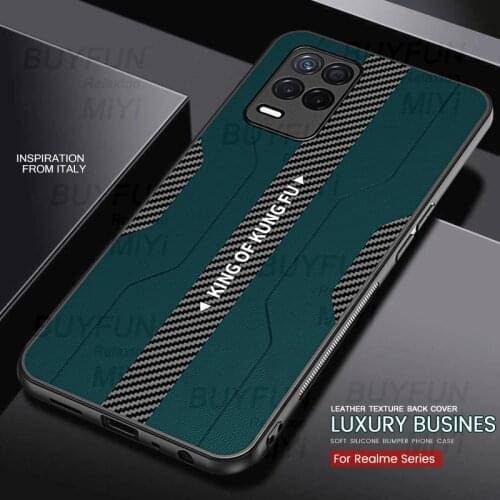 PU Leather Texture Back Cover For Realme 8 Pro C21 C 21 Fundas Realmi Narzo 30 GT Neo 7 5G Case Soft TPU Bumper Shockproof Coque