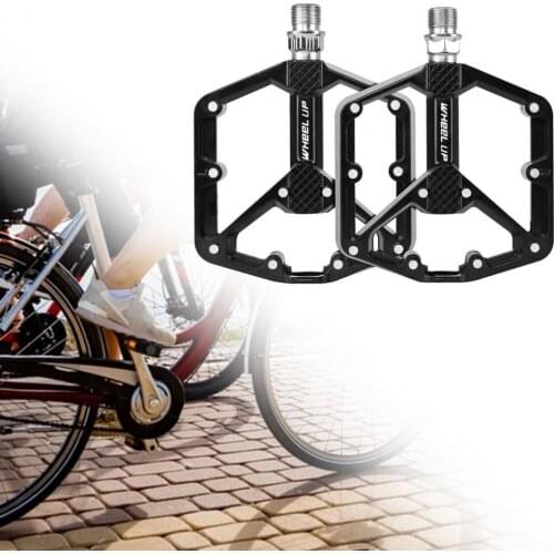 Black 2Pcs Ultralight Seal Bearings Flat Platform Aluminum Alloy Bicycle Flat Platform Durable for Mountain Road Bikes