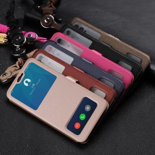 Business Double VieW Window Flip PU Leather Case For Huawei Mate 20 10 Lite P50 P30 Pro Honor 8C 7C Case