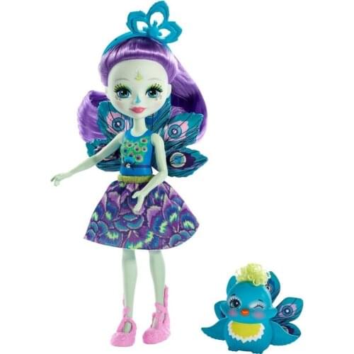 Enchantimals Main Character Doll Patter Peacock and Flap Cute Animal Friend for Girls Fashion Toddler Toys Collectible Models