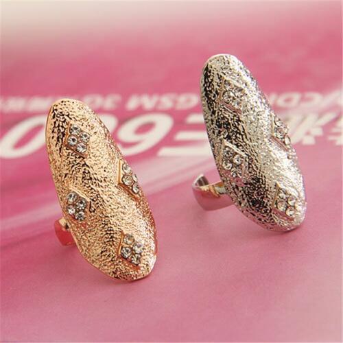 European Fashion Resizable Alloy Square Finger Rings With Rhinestone