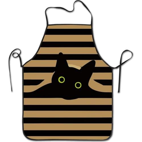 Cat Apron Striped Animal Funny Apron for Women Men Waitress Chef Home Barber Kitchen Gardeg Aprons Supplies