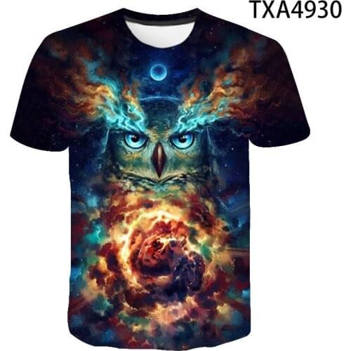 Summer New Owl Streetwear Fashion T-shirt Boy Girl Kids 3D Printed Casual Short Sleeve Men Women Children Cotton Tops Tee