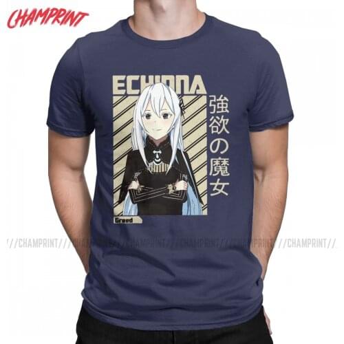 Echidna Witch Of Greed ReZero T Shirts for Men Pure Cotton T-Shirts Round Collar Re Zero Tee Shirt Short Sleeve Tops Adult