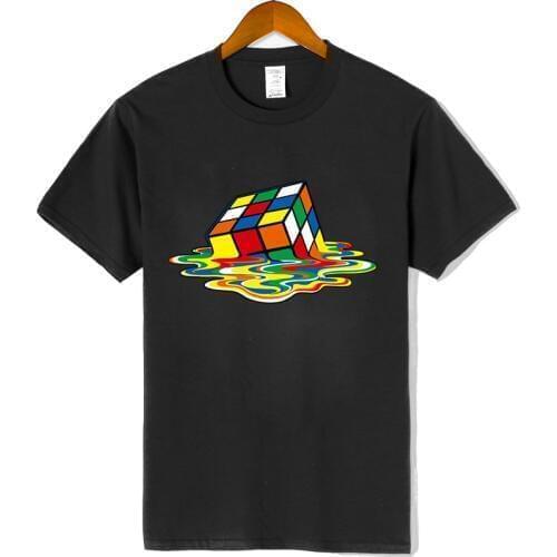 New Mens Casual High Quality100%Cotton Short Sleeve T-Shirt Magic square printing o-neck t-shirt casual hip hop t-shirt for men