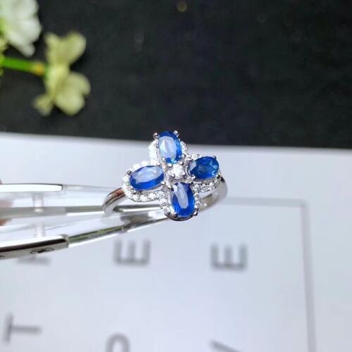 Blue gemstone ring with silver hot selling gift style