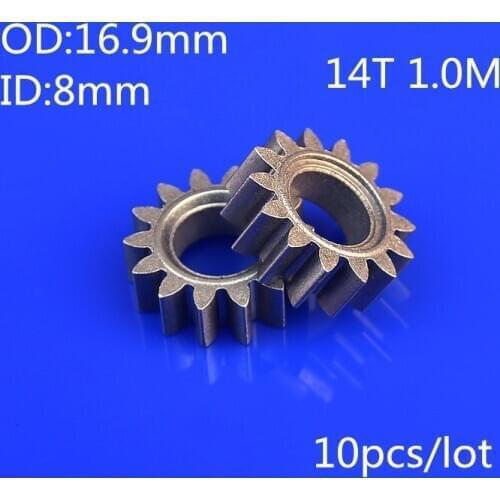 10pcs/lot RC Model Metal Pinion Gear 1.0M 8mm (hole diameter) 14T 14 Teeth Small Motor Gears Diameter 16.9mm