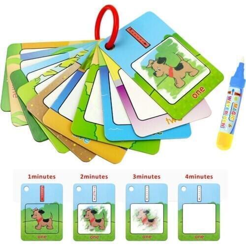 Reusable Water Drawing Learning Card & 1pc Magic Pen Recognize Painting Board Educational Toys 3 Types Drawing Board B1107