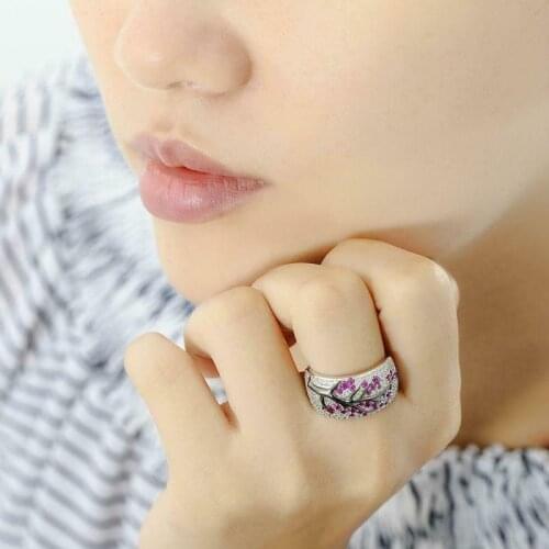 Fashion Colorful Hollow Copper Epoxy Finger Ring for Women Date Engagement Cocktail Party Club Ring Accessories Crystal Ring