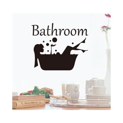 Bathroom Wall Sticker Letter Removable Art Vinyl Mural Home Room Toilet Door Vinyl Decal Transfer Vintage Decoration