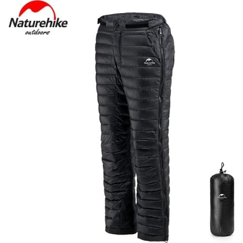 Naturehike bilateral zippers down pants thicker windproof waterproof breathable men women ultra-light white goose velvet pants