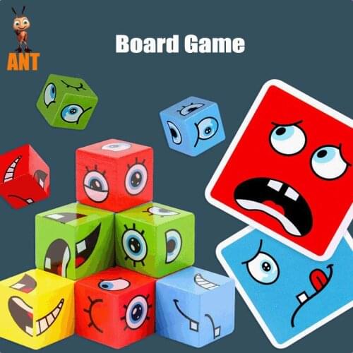 New Montessor Educational Wooden Toys For Over 3 Years Face Changing Cube Board Game For Adults Family Puzzle Cube Toy