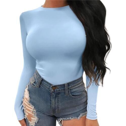 Musuos Solid Sexy Romper Women Crew Neck Long Sleeve Tight Slim Stretch Bodysuits Jumpsuits Top Casual Fashion One-piece Clothes