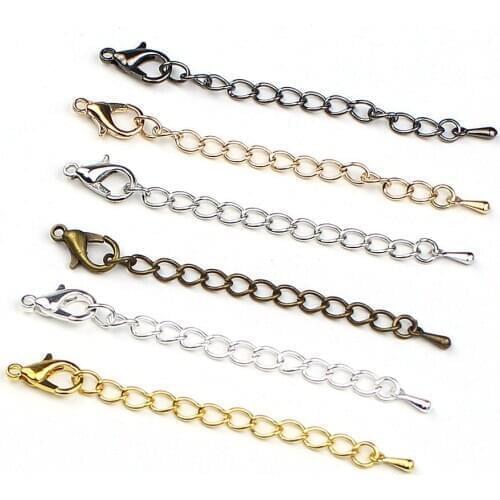 Wholesale 40pcs/lot 50mm /70mm Extended Extension Extender Chain with Lobster Clasps Connectors for DIY Jewelry Making Supplies
