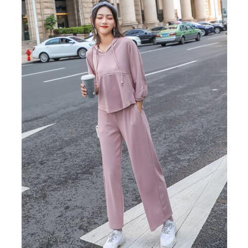 Autumn Winter Casual Maternity 2 Piece Sets Breastfeeding Hooded Sweatshirts+Straight Loose Pants Pregnancy Nursing Tracksuits