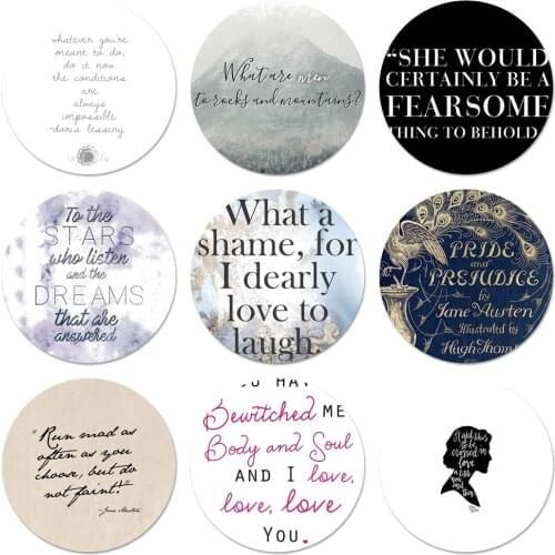 Pride and prejudice quotes Icons Pins Badge Decoration Brooches Metal Badges For Backpack Decoration