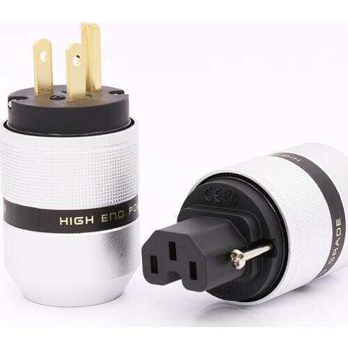 Hi End Audio Aluminum Gold Plated Schuko Power Plug Connector+IEC Female Plug