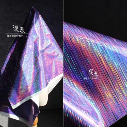 Iridescent PU Leather Violet Meteor Shower Wiredrawing DIY Patches Bows Bags Coat Stage Decor Cosplay Dress Designer Fabric