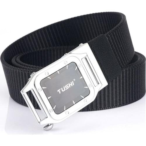 Luxury Brand Men Belt Watch Pattern Automatic Buckle Business Canvas Belt Breathable Quick-drying Nylon Belts For Trousers Strap