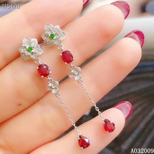 KJJEAXCMY fine jewelry 925 sterling silver inlaid natural ruby earrings popular girl new eardrop support test