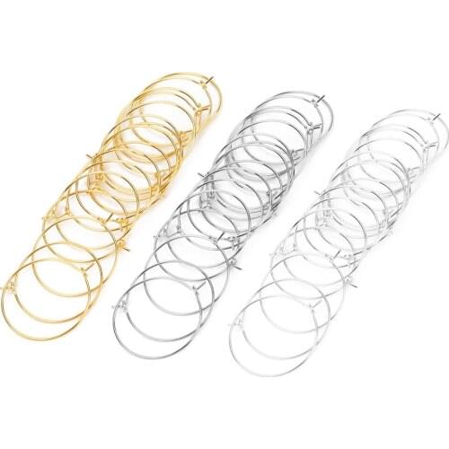 100pcs/lot Gold/Silver/Rhodium Color Metal Hoop Earrings Ear Wire Hook 35mm Diameter For DIY Earrings Jewelry Accessories F2399