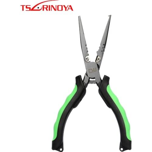 TSURINOYA Fishing Pliers HC-178 Carbon Steel Hook Remover Split Ring Opener Braided Line Scissors Multifunctional Tools